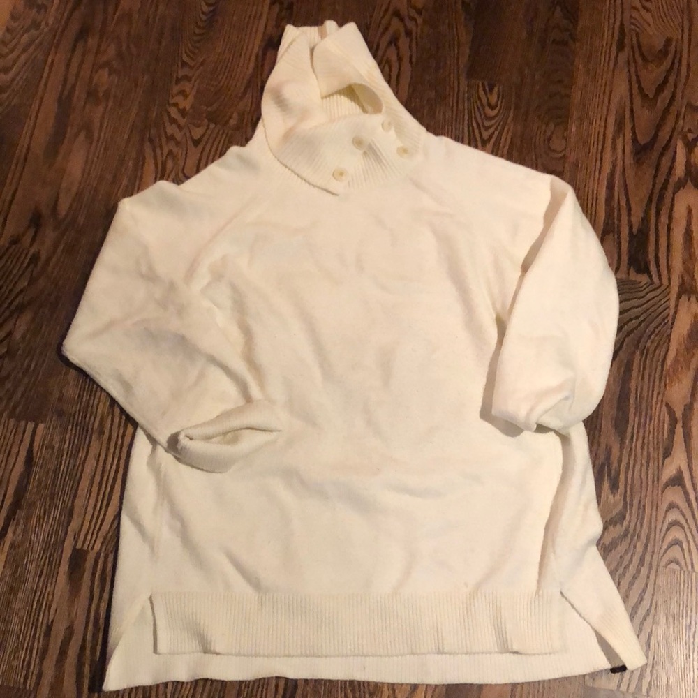 Anthropologie cowl button neck cream sweater
